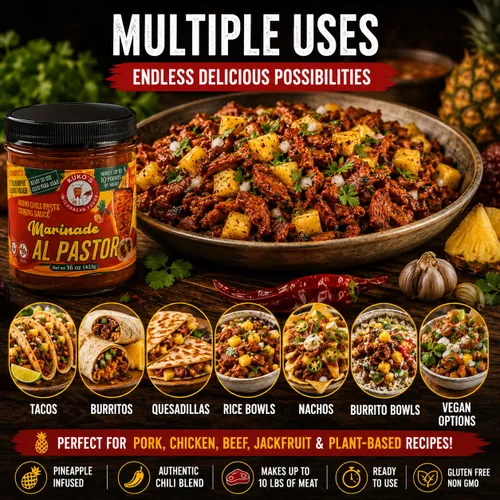 Vista 7 de Al Pastor Adobo Adobo Salsa de cocina Pasta de chile Comercial Usado Pollo Carne Vegano (marrón, Al Pastor Adobo adobo)