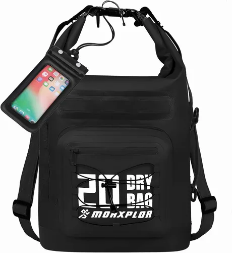 Vista 84 de MORXPLOR Bolsa seca impermeable, 5L/10L/20L/30L/40L/55L Mochila seca con funda impermeable para teléfono para natación, kayak