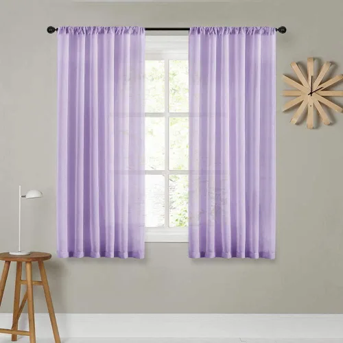Vista 27 de MRTREES Cortinas transparentes de Aqua Blue, para cocina, de 36 pulgadas de longitud, cortinas transparentes de gasa con filtro de luz, cortinas