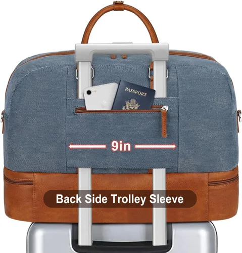 Vista 187 de IBFUN Bolsas de fin de semana para mujer, bolsa grande de lona para viaje, bolsa de viaje con compartimento para zapatos, 21 pulgadas, juego de 3