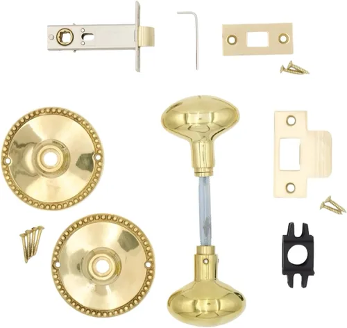 Vista 5 de The King's Bay Large Round Beaded Passage Set in Polished Brass - Select Door Knobs (Glass)
