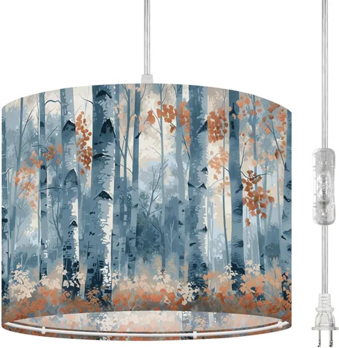 Vista 22 de Plug in Pendant Light Succulent Field Stained Glass Panel Hanging Lamp with Plug in Cord 16.4 ft Dimmable Hanging Light for Bedroom Kitchen Island