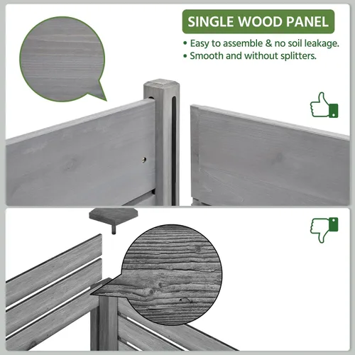 Vista 5 de Yaheetech Cama de jardín elevada de madera de 47 x 41 x 30 pulgadas, para horticultura, para exteriores, 2 niveles, maceta elevada para hierbas
