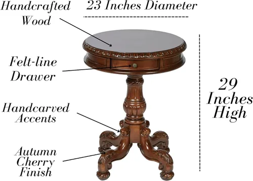 Vista 5 de Touch of Class Cortona - Mesa auxiliar con pedestal, color cereza otoñal