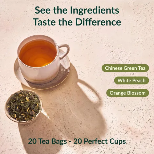 Vista 2 de Palais des Thés - Té verde Alizes Winds - Melocotón y Azahar - Bolsas de té premium, sirve 20 tazas