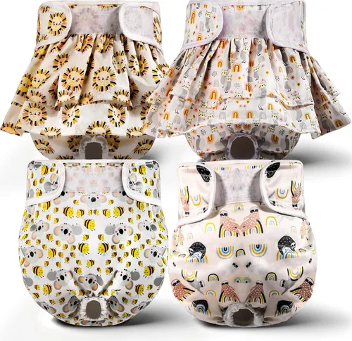 Vista 8 de XPCARE Pañales para Perras Hembras (Paquete de 4) – Pañales Lavables y Reutilizables para Perras Hembras – Pañales para Cachorros Altamente