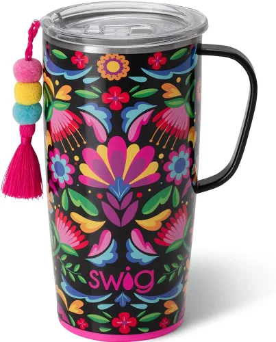 Vista 46 de Swig Life Taza de Viaje de 18 oz, Vaso Aislante con Asa y Tapa, Taza de Café de Viaje, Compatible con Portavasos, Acero Inoxidable, Vaso de 18 oz
