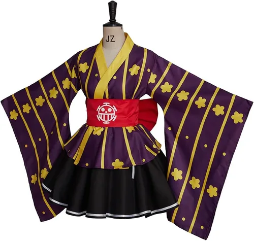 Vista 2 de Saniplaycos Anime Trafalgar D. Water Law Lolita Kimono Vestido Luffy Cosplay Traje Traje Halloween Carnaval Traje para Mujer