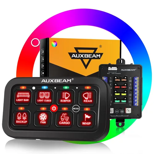 Vista 11 de Auxbeam Panel de interruptor de 6 bandas BC60, caja de sistema de relé de control de circuito universal con interruptor LED de encendido y apagado