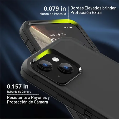 Vista 2 de Sansunto Funda para iPhone 15 Plus y iPhone 14 Plus, protección de cuerpo completo, resistente a prueba de golpes, 3 en 1, goma de silicona Negro