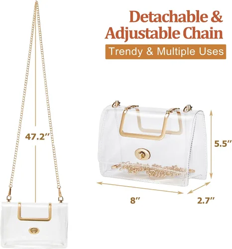 Vista 22 de Bolsa transparente aprobada para estadios: ideal para controles de seguridad rápidos, bolso pequeño transparente para mujer