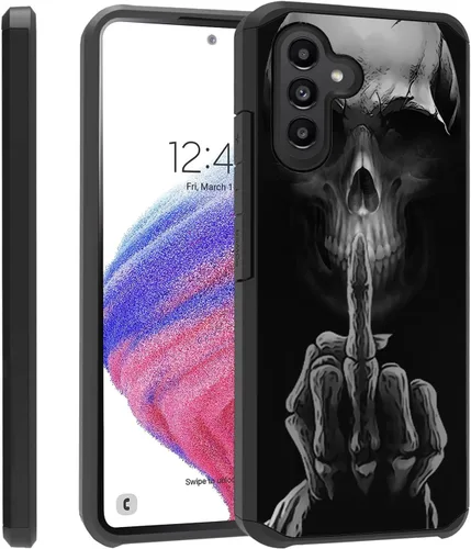 Vista 16 de Funda para teléfono Galaxy A14 5G, resistente 2 en 1 de doble capa híbrida de policarbonato duro y silicona suave a prueba de golpes, funda de Retro