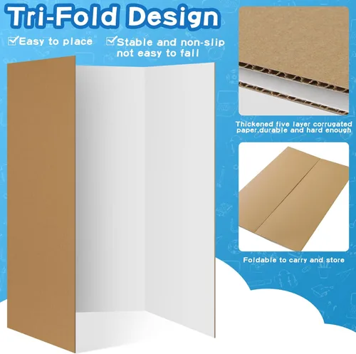 Vista 4 de VinTS 36" x 48" Large Trifold Poster Board,4 Pack White Corrugated Foldable Project Boards for Science Fair, School Projects,Photo Displays Large