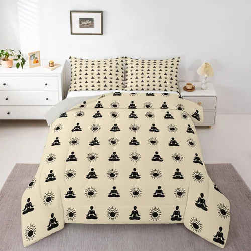Vista 21 de Erosebridal Yoga Gifts Comforter Set for Kids Boys Girls Yoga Chakras Bedding Sun and Moon Duvet Set Boho Tribal Comforter Twin with 1 Pillowcase