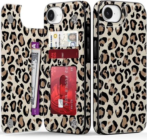 Vista 185 de LETO para iPhone 15 Pro Funda tipo cartera - Tapa tipo folio con patada - Diseños de moda - Tarjetero - Funda protectora para mujeres y niñas - 6.1