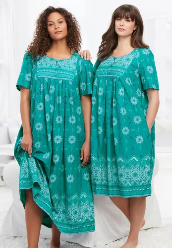 Vista 4 de Only Necessities Vestido de casa con pechera frontal para mujer, talla grande, camisón