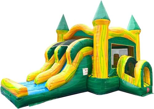 Vista 8 de Casa inflable comercial con tobogán, mármol verde