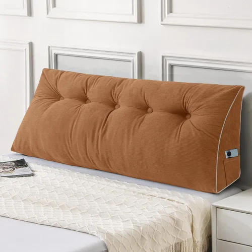 Vista 24 de Sasttie Almohada de Cabecera Queen, Almohada de Cuña de Cabecera para Sentarse en la Cama, Cojín Triangular con Soporte de Respaldo para Leer - Con