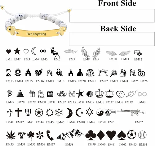 Vista 3 de Pulsera personalizada de identidad con nombre de 0236in pulsera trenzada de piedra turquesa blanca para hombres mujeres mejores amigos cumpleaños