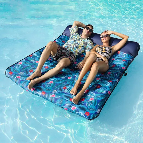 Vista 12 de FindUWill Flotador de Piscina Lounge de Gran Tamaño, 72" X 37" Flotadores de Piscina Extra Grandes Cubiertos de Tela para Adultos, Tumbona Inflable