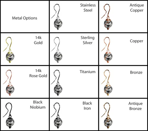 Vista 4 de Paraiba - Aretes colgantes de calcedonia azul de 0.394 in en acero, cobre, bronce, hierro negro, titanio, plata esterlina, oro de 14 quilates, oro