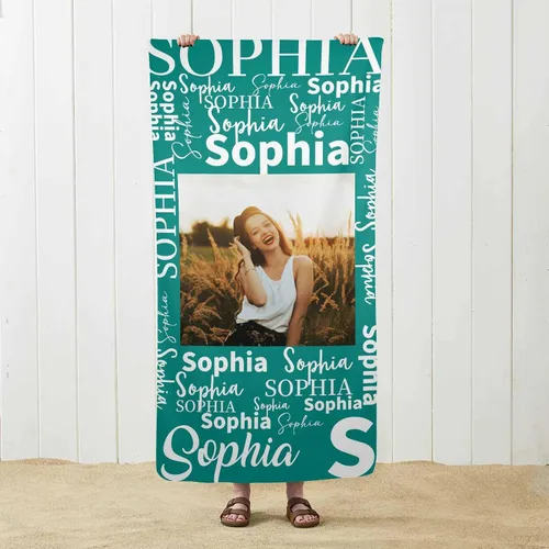 Vista 22 de MyPupSocks Toalla de playa personalizada – Toalla de piscina personalizada de piñas – Morado Personaliza con tu nombre