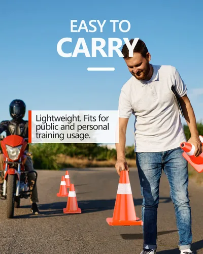 Vista 5 de BATTIFE Paquete de 6 conos de seguridad de tráfico de 18 pulgadas con collares reflectantes, cono de construcción naranja de PVC para el hogar