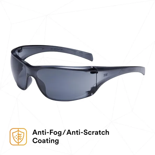 Vista 5 de 3M Anteojos de seguridad, Virtua AP, 1 par, ANSI Z87, antiniebla, revestimiento antiarañazos, lente gris, montura gris, protectores laterales