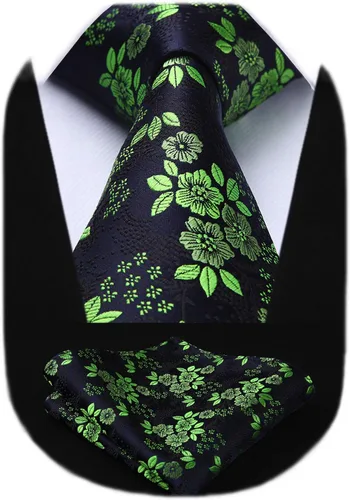 Vista 73 de Corbatas florales tejidas clásicas para hombre, corbata cuadrada de bolsillo, corbatas formales para hombres, boda con pañuelo