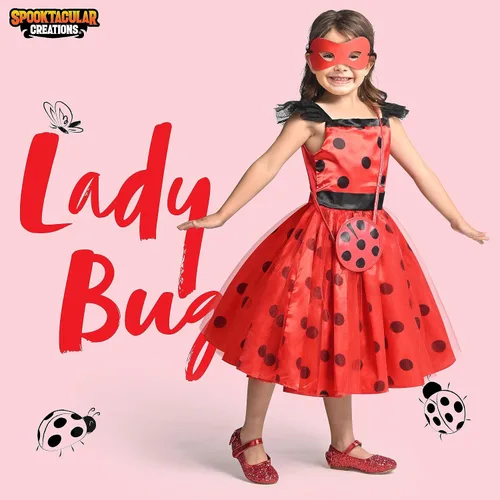 Vista 2 de Spooktacular Creations Disfraz de mariquita para niños, vestido tutú de mariquita para niñas, disfraz de Halloween y juego de rol