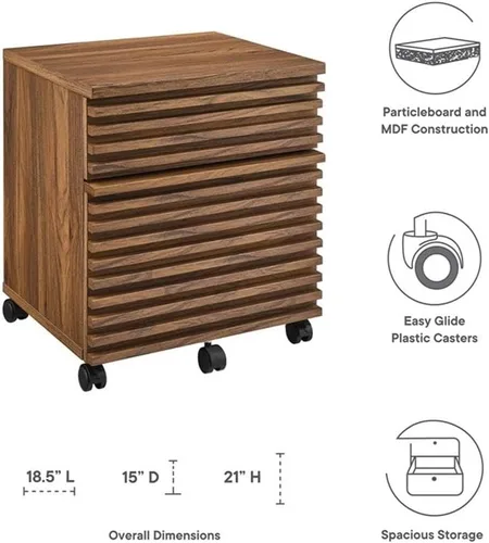 Vista 10 de Modway EEI-5704-WAL Archivador de madera, nogal