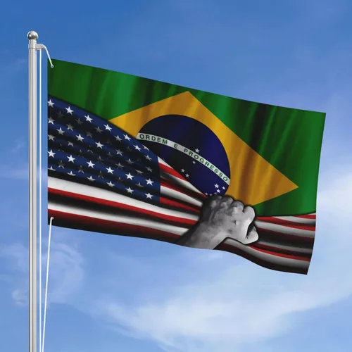Vista 12 de Bandera estadounidense y bandera de las Bahamas de las Bahamas para exteriores de 3 x 5 pies, tres capas de tela para coser a doble cara, impresión