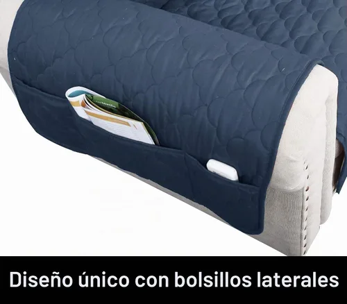 Vista 3 de CHHKON Funda impermeable y antideslizante para sillón reclinable que se mantiene en su lugar, cubierta de sofá para perros, protector de muebles Azul