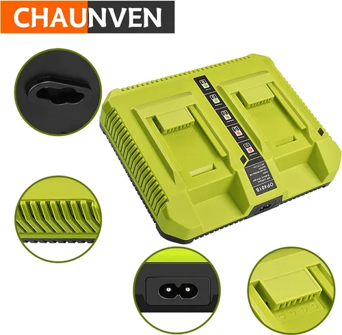 Vista 5 de CHAUNVEN Cargador de 40 V para Ryobi, OP401 Batería de iones de litio de 40 voltios Cargador dual para batería OP4015 OP4026 OP4030 OP4040 OP4050