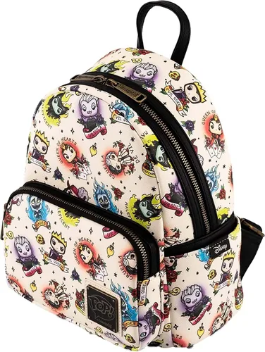Vista 3 de Loungefly POP Disney Villains Tattoo All Over Print Mini mochila Multi
