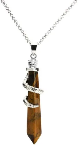 Vista 4 de 1 collar con colgante de bala de piedra preciosa natural, piedra de cristal curativo, cuarzo, reiki, chakra, energía de roca de 18 pulgadas, joyería