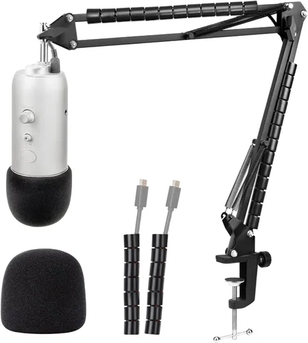 Vista 10 de Youshares Blue Yeti - Soporte de micrófono con filtro pop, brazo de micrófono de alta calidad, brazo de brazo resistente con gestión de cables