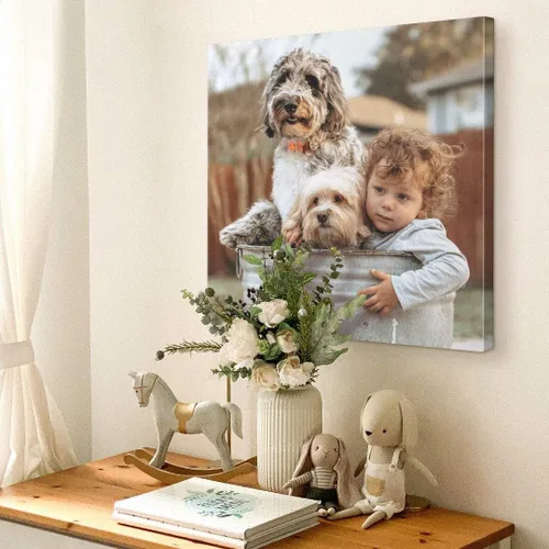 Vista 2 de Impresiones en lienzo personalizadas con tus fotos, impresiones artísticas personalizadas de fotos a lienzo para fotos de familiares, bodas Sin marco