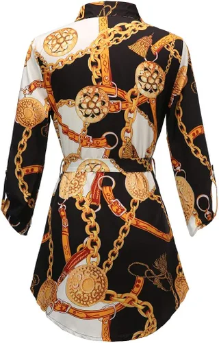Vista 4 de Vestidos largos por debajo de la rodilla para mujer estilo casual largo minicadena vestido tipo camiseta para mujer largo hasta la rodilla