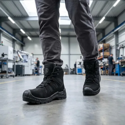 Vista 2 de Botas de trabajo con punta compuesta para hombres, zapatos de seguridad ASTM F2413, sin metal, bota antideslizante (OX4603)