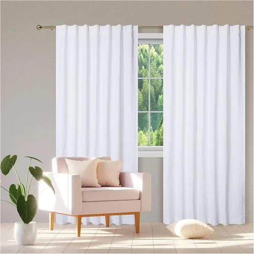 Vista 7 de HOMIDATE Cortinas blancas de algodón de 72 pulgadas de largo, juego de 2, 50 x 72 pulgadas, paneles de ventana de algodón texturizado