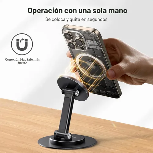Vista 2 de UGREEN Soporte magnético para teléfono MagSafe, soporte de iPhone de altura ajustable para escritorio con rotación de 360° compatible con iPhone 17