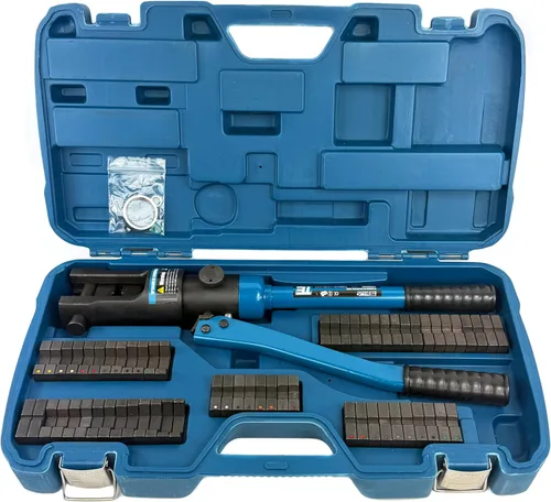 Vista 5 de TEMCo Industrial Crimpadora Hidráulica de Terminales de Cable TH0005 V2.0 (11 US TON) 10 AWG a 600 MCM Kit de Herramientas de Cable de Terminal