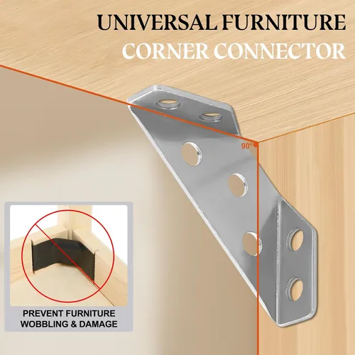Vista 2 de Conector universal de esquina para muebles, conector de fijación en ángulo, marco de soporte triangular de acero inoxidable, soporte de esquina