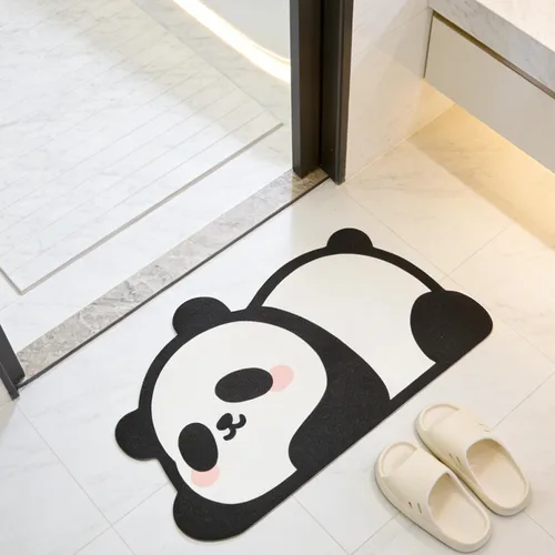 Vista 10 de Alfombra de baño con diseño de animales bonitos, antideslizante, súper absorbente, ultra fina, para ducha, bañera y fregadero, tapete de baño de Oso