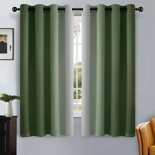 Vista 94 de SimpleHome Cortinas degradadas degradadas para oscurecer la habitación de 36 pulgadas de largo para dormitorio, con ojales y bloqueo de luz Negro