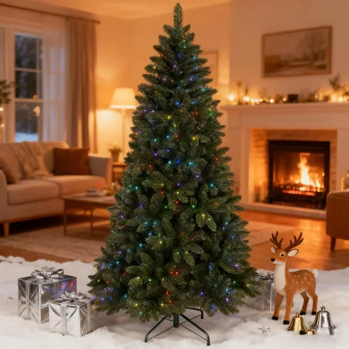 Vista 18 de Árbol de Navidad artificial preiluminado de 5 pies, color verde, para espacios pequeños, hogar, oficina, decoración de vacaciones Lápiz