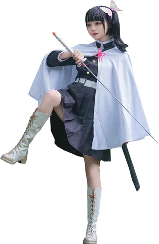 Vista 3 de Kanao Tsuyuri - Disfraz de cosplay de anime para mujer, vestido de bata de capa (cosplay de Kanao, L)