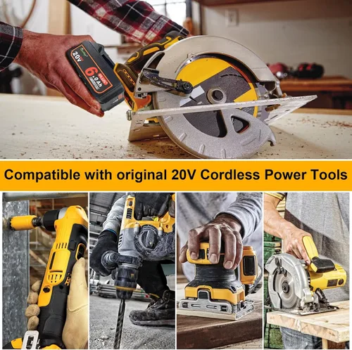 Vista 7 de waitley Actualizado 20V Real 6A Plus compatible con Dewalt 20 voltios DCB200 herramientas eléctricas inalámbricas con enchufe USB y carga rápida