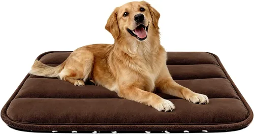 Vista 37 de Tapete de cama para perro, almohadilla reversible para jaula de perro con alfombrilla lavable y espuma suave, cama plana para mascotas para perros